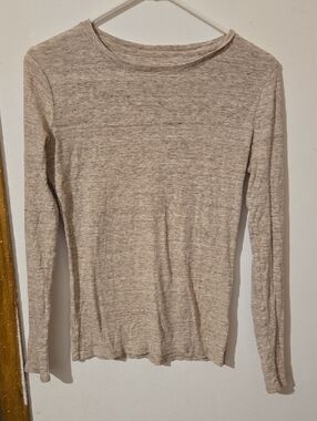 Merona Heathered Taupe Crewneck Long Sleeve Top